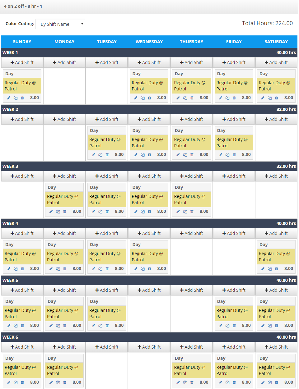 4 on 2 off - 8 hr -template 1