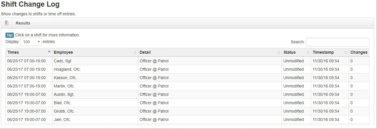 Auditing in PowerTime scheduling software