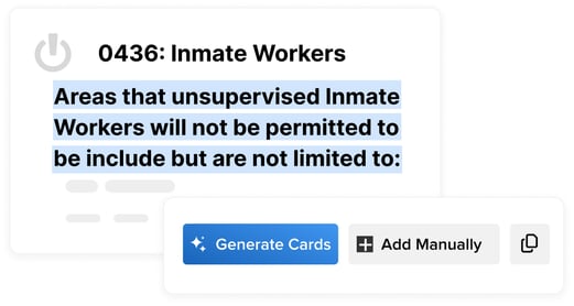 Geauga County Jail Image - create training with policy highlight and button to generate cards