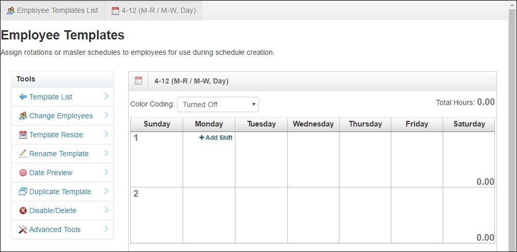 Blank 2 week schedule template