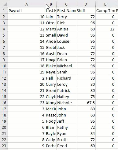 Spacing functionality in Excel