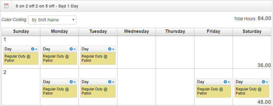 5 on 2 off schedule template - Sq 1