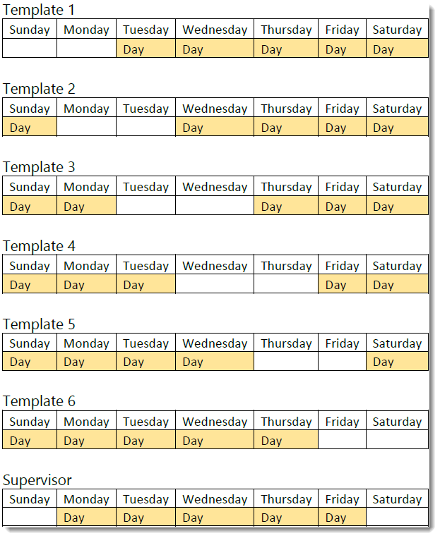 5on 2 off all templates