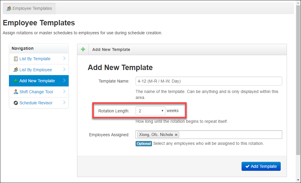 Adding a new schedule template