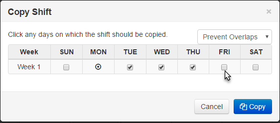 Copying a shift