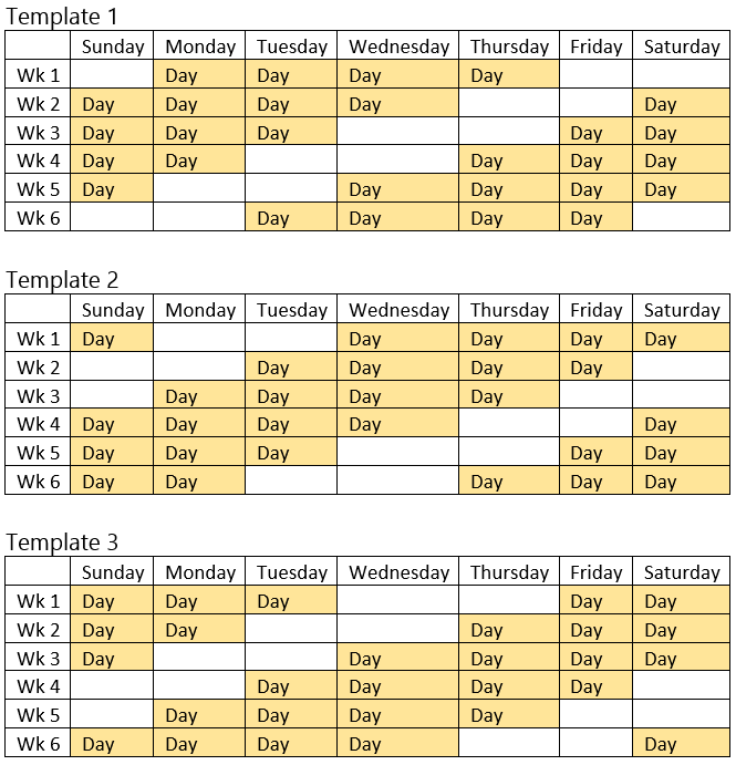 4 on 2 off schedule template