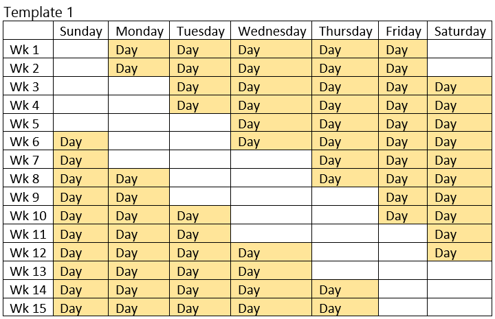 5 on 2 off 5 on 3 off Pt (1) schedule template