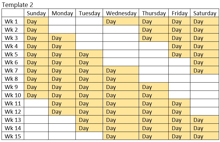 5 on 2 off 5 on 3 off Pt (2) schedule template