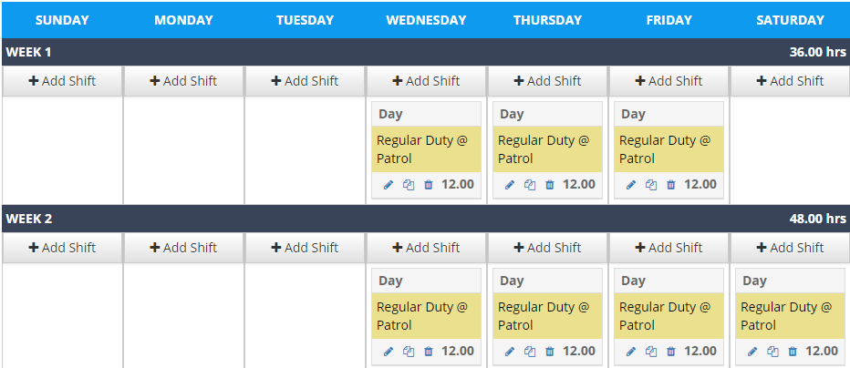 [4 on 3 off] [3 on 4 off] and [3 on 3 off] [4 on 4 off] schedule template 1