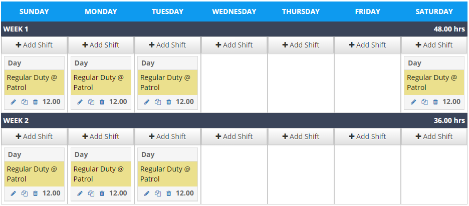 [4 on 3 off] [3 on 4 off] and [3 on 3 off] [4 on 4 off] schedule template 2