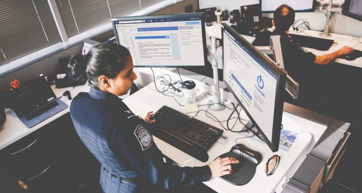 police woman doing online training
