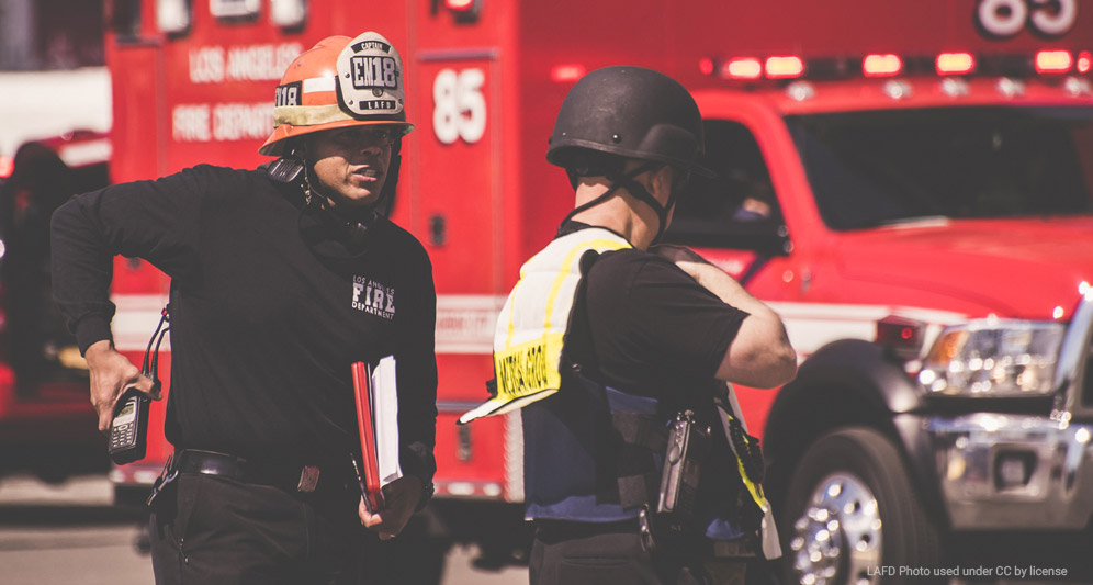 firefighter and EMT on scene