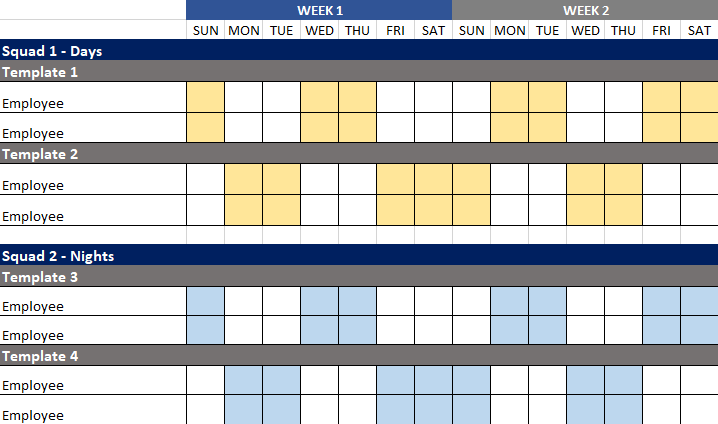 Pitman schedule template in Excel