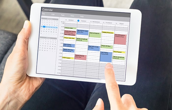 Calendar on a tablet