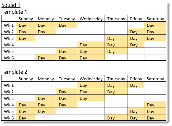Squad 1 - 3 on 3 off - 12 hour shifts-1