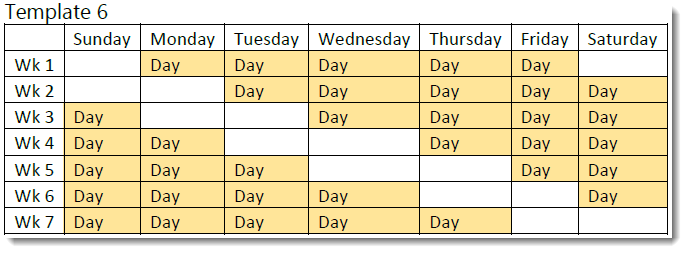 6 on 3 off Template 6