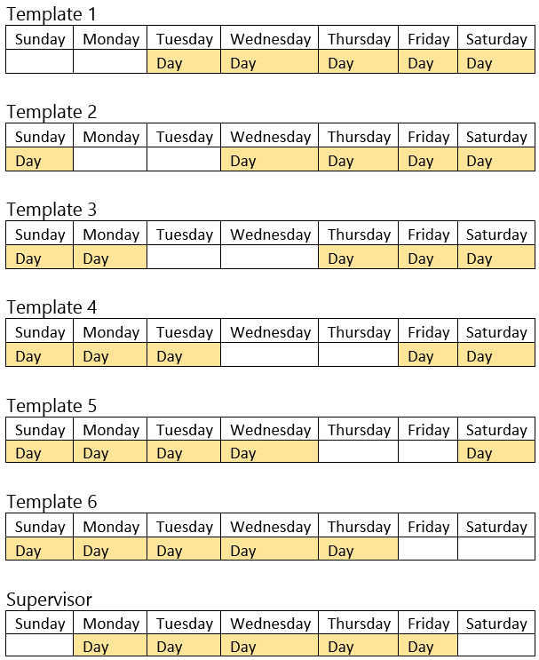 5 on 2 off schedule templates