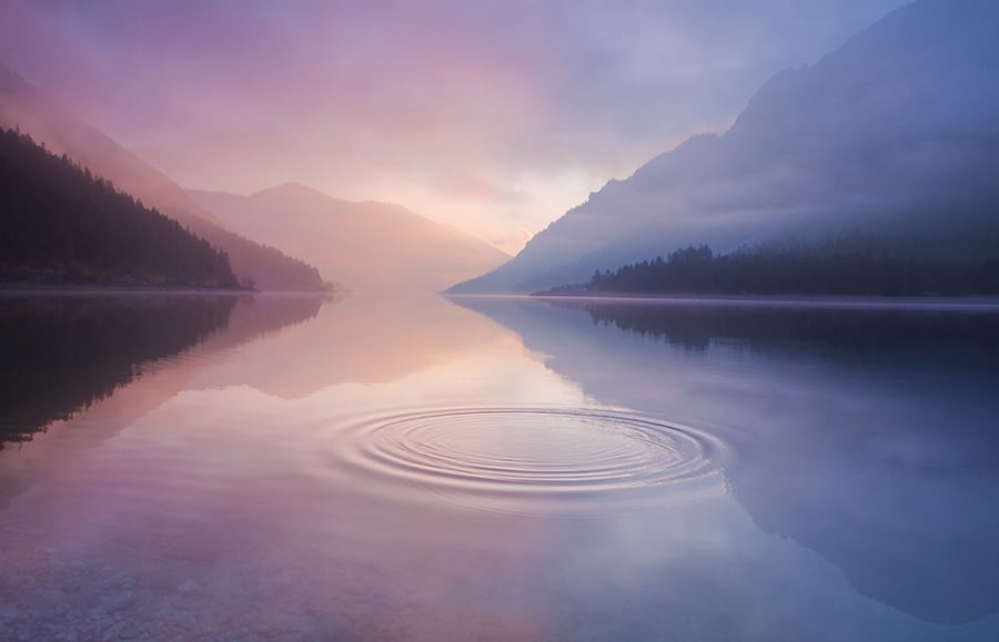 ripples in a peaceful lake