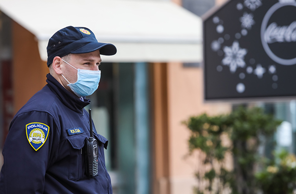 police officer wearing mask